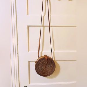 Round Rattan (Hand Woven) Crossbody Purse